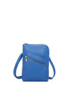 Zen Collection Pebbled Faux Leather Zip Detail Mini Crossbody Bag, Royal Blue