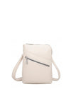 Zen Collection Pebbled Faux Leather Zip Detail Mini Crossbody Bag, Cream