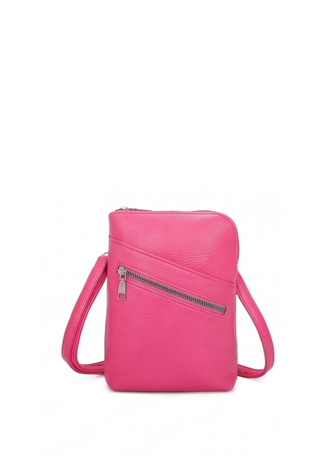 Zen Collection Pebbled Faux Leather Zip Detail Mini Crossbody Bag