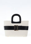 Zen Collection Buckle Grab Bag, White & Black