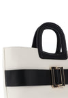 Zen Collection Buckle Grab Bag, White & Black