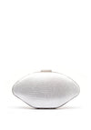Zen Collection Pearl Diamante Oval Clutch Bag, Silver