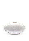 Zen Collection Pearl Diamante Oval Clutch Bag, Silver