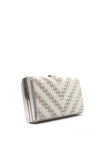 Zen Collection Pearl Diamante Clutch Bag, Silver
