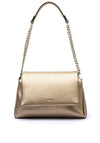 Zen Collection Pebbled Chain Shoulder Bag, Gold Taupe