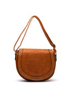 Zen Collection Embossed Detail Saddle Bag, Tan