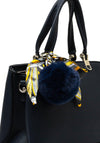 Zen Collection Pebbled Pom Pom Grab Bag, Navy