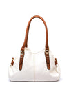 Zen Collection Tan Contrast Trim Hobo Bag, White