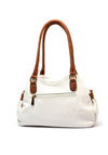 Zen Collection Tan Contrast Trim Hobo Bag, White