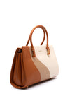 Zen Collection Colour Block Wave Grab Bag, Brown Apricot Beige