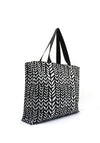 Zen Collection Herringbone Print Beach Tote Bag, Black & White