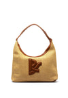 Zen Collection Beige Monogram Woven Shoulder Bag, Tan