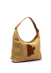Zen Collection Beige Monogram Woven Shoulder Bag, Tan