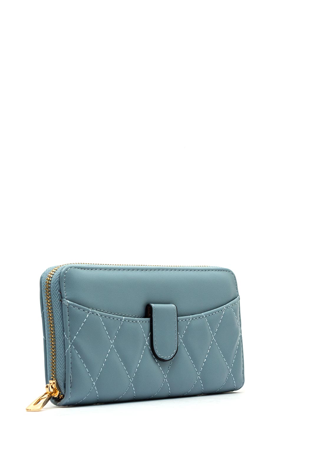 Zen Collection Quilted Large Zip Around Wallet, Blue