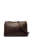 Zen Collection Triple Pocket Crossbody Pochette Bag, Dark Brown