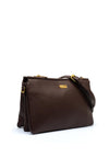 Zen Collection Triple Pocket Crossbody Pochette Bag, Dark Brown