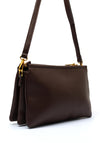 Zen Collection Triple Pocket Crossbody Pochette Bag, Dark Brown