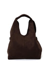 Zen Collection Faux Suede Hobo Shoulder Bag, Coffee Brown