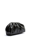 Zen Collection Faux Patent Gathered Clutch Bag, Black