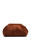 Zen Collection Faux Suede Gathered Clutch Bag, Brown