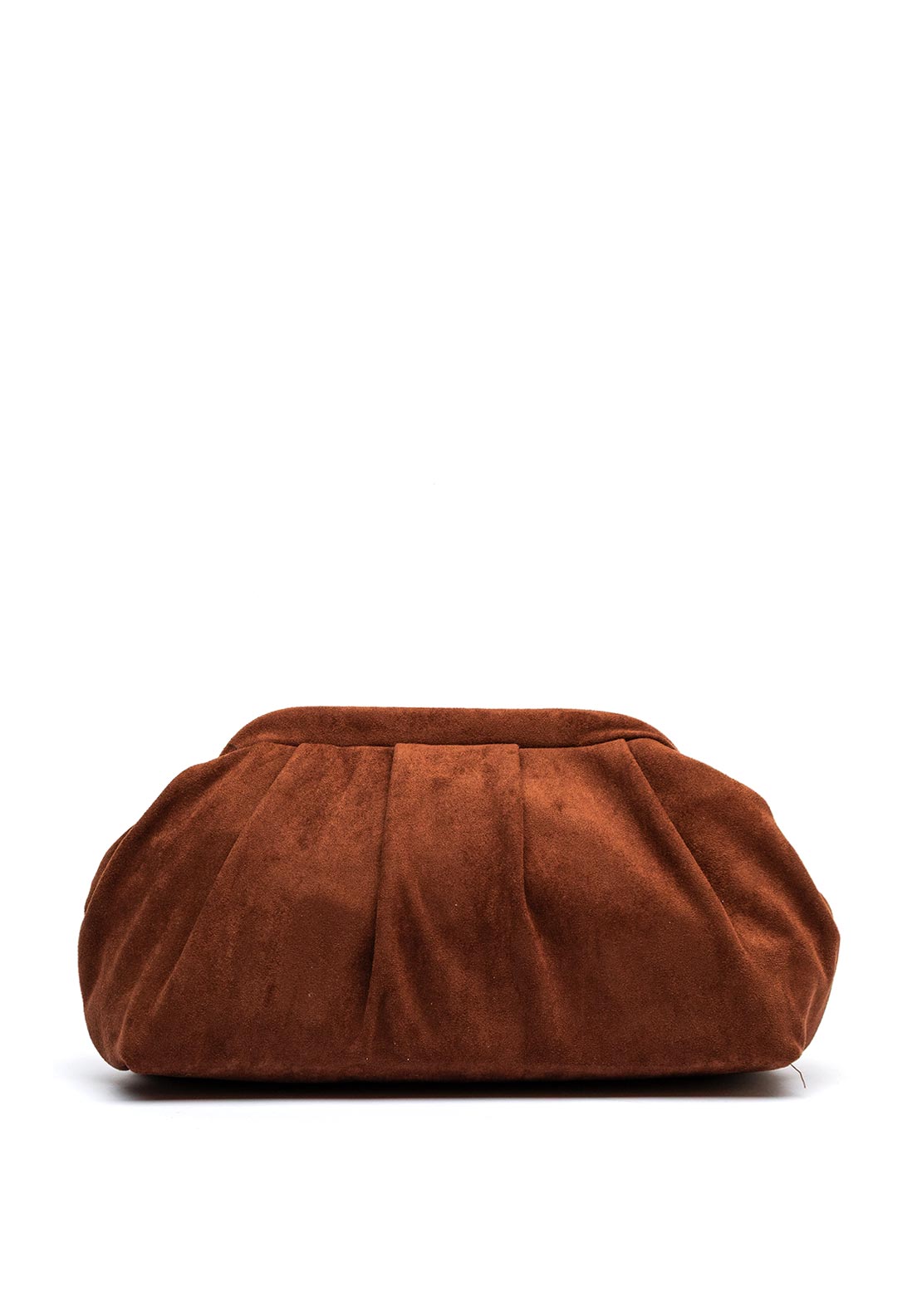 Zen Collection Faux Suede Gathered Clutch Bag, Brown