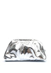 Zen Collection Faux Patent Gathered Clutch Bag, Silver
