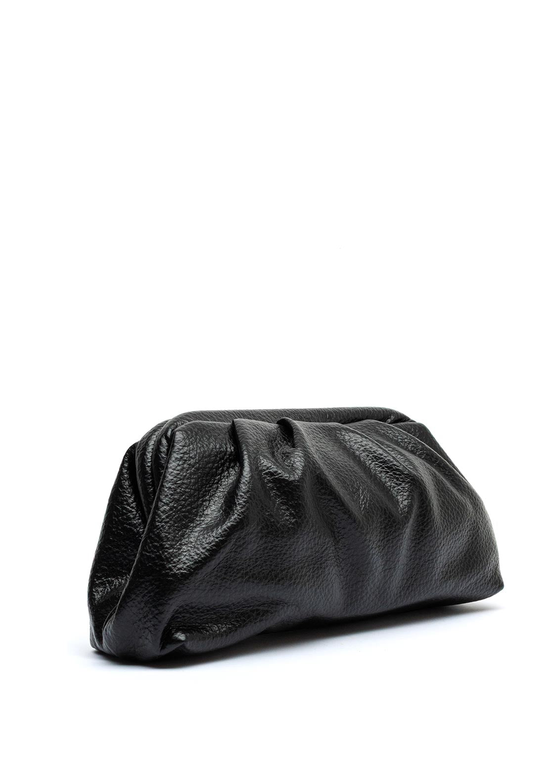 Zen Collection Faux Leather Gathered Clutch Bag, Black