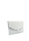 Zen Collection Peal Detailed Scallop Trim Clutch Bag, Silver