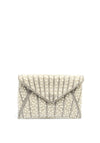Zen Collection Pearl Embellished Flap Over Clutch, Silver