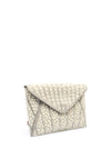 Zen Collection Pearl Embellished Flap Over Clutch, Silver