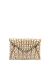 Zen Collection Pearl Embellished Flap Over Clutch, Gold