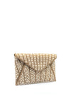 Zen Collection Pearl Embellished Flap Over Clutch, Gold
