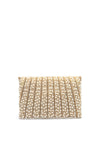 Zen Collection Pearl Embellished Flap Over Clutch, Gold