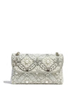 Zen Collection Flower Detail Pearl Clutch, Silver