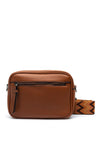 Zen Collection Pebbled Faux Leather Camera Crossbody Bag, Tan