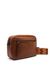 Zen Collection Pebbled Faux Leather Camera Crossbody Bag, Tan