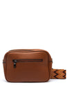 Zen Collection Pebbled Faux Leather Camera Crossbody Bag, Tan