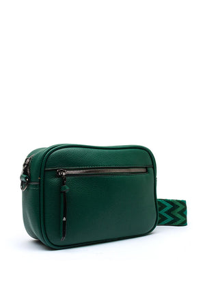 Zen Collection Pebbled Faux Leather Camera Crossbody Bag, Green