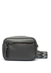 Zen Collection Pebbled Faux Leather Camera Crossbody Bag, Grey