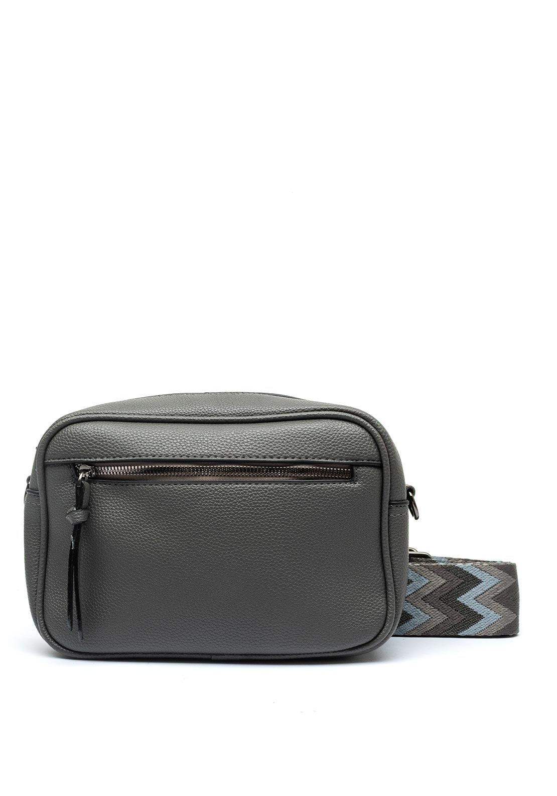 Zen Collection Pebbled Faux Leather Camera Crossbody Bag, Grey