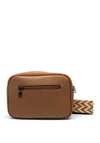 Zen Collection Pebbled Faux Leather Camera Crossbody Bag, Brown