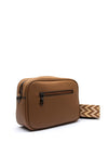 Zen Collection Pebbled Faux Leather Camera Crossbody Bag, Brown