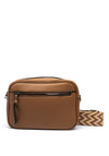 Zen Collection Pebbled Faux Leather Camera Crossbody Bag, Brown