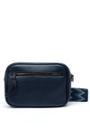 Zen Collection Pebbled Faux Leather Camera Crossbody Bag, Navy