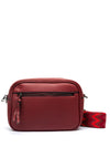 Zen Collection Pebbled Faux Leather Camera Crossbody Bag, Wine