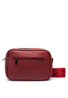 Zen Collection Pebbled Faux Leather Camera Crossbody Bag, Wine