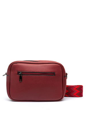 Zen Collection Pebbled Faux Leather Camera Crossbody Bag, Wine
