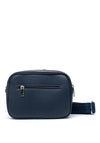 Zen Collection Pebbled Faux Leather Double Zip Crossbody Bag, Navy