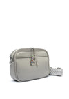 Zen Collection Pebbled Faux Leather Double Zip Crossbody Bag, Grey