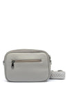 Zen Collection Pebbled Faux Leather Double Zip Crossbody Bag, Grey